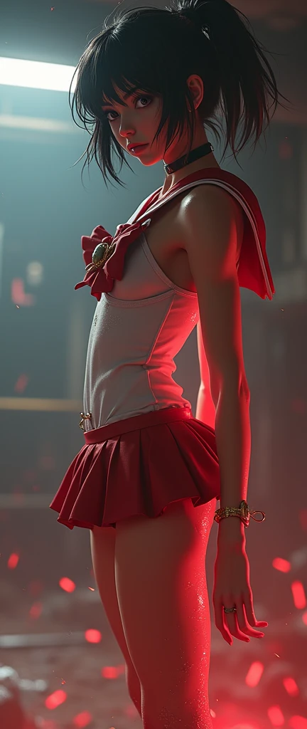 photoRealistic,High resolution,High resolution,AI-generated,amazing,{{{Great quality, very beautiful}}},{{{beautiful, Highest quality, Absurd, Realistic}}},Super Mysterious Details,{{Light-reflecting clothing}},Dynamic Lighting,{{Sailor Warrior Uniform}},{{{Sailor Mars}}},cute, ,alone,Small breasts,White leotard,Red mini skirt,{{{{{Highlighted lines,Electric shock}}}}},{{{{{arched back}}}}},{{{Battle Damage,Torn clothes,Sweaty clothes}}},{{Raise your eyebrows}},{{{close your eyes}}}, {{scream}},orgasm, {{{naked,Browsing Caution, Highest quality, Great quality, very beautiful, Absurd