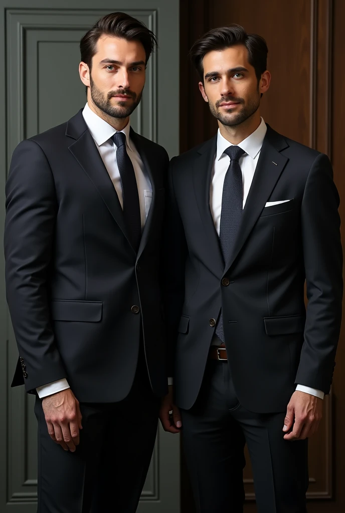 A 2 man with dark brown eyes and hair and dressed in a suit 
