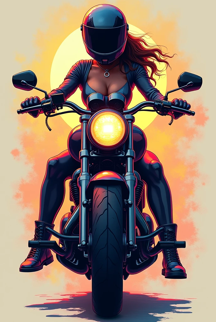 Create a logo that captures the essence of the following keywords: sexy, liberal, magic, Dura, open, using a color palette that includes pink, negro, red, and pastel tones, with a touch of rainbow. The logo should feature a girl on a motorcycle, wearing helmet, with a powerful and confident attitude. The composition must be visually striking, fusing elements of sensuality and freedom, with a design that conveys both strength and a magical touch .

The logo must be gamer style or for a club, should not have people