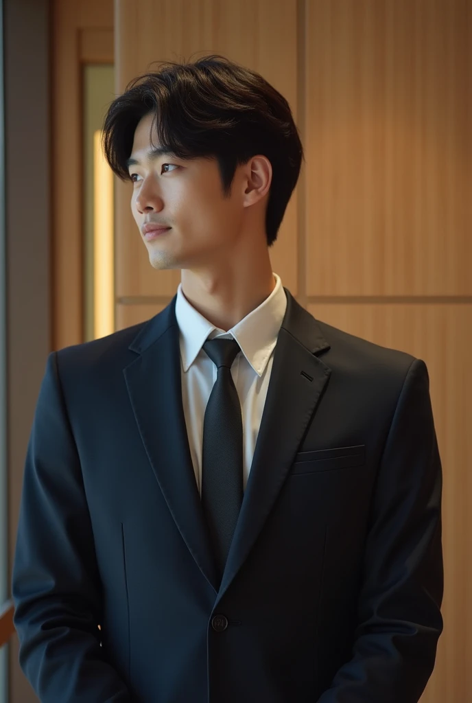 (Photorealistic:1.2、Highest quality、8k)、Looks like Sota Fukushi、Similar to Okada Masaki、Similar to Kentaro Sakaguchi、cool、Beautiful Boy、smile、The most beautiful man in the world、Japanese high school boys、good looking、Beautiful face man、Japanese handsome man、Sporty body、suit、hotel lobby、