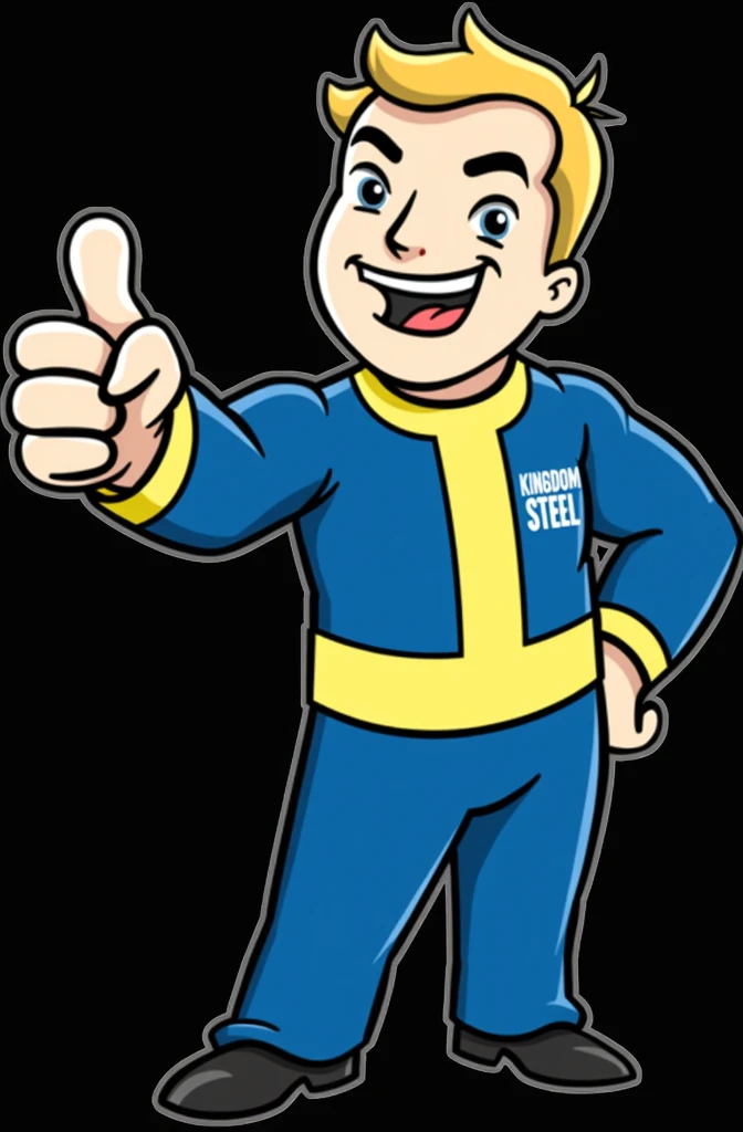 Create a mascot with a black hair uniform with the word kingdom steel written on the uniform
