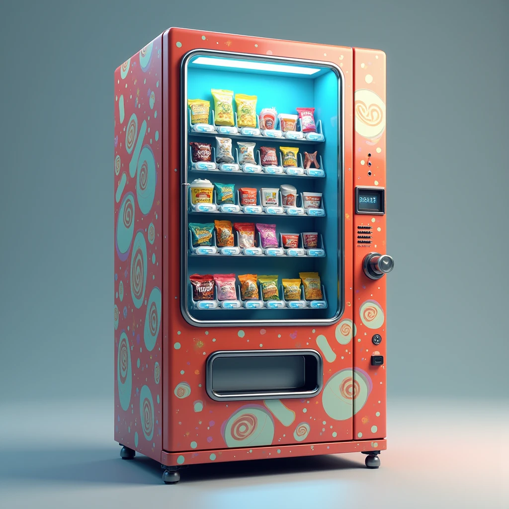 infinite snack vending machine, solid background