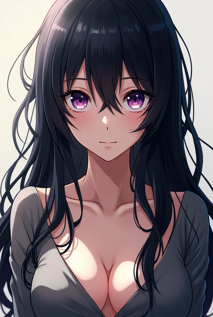 Rukia, black hair, breasts, short hair, hair between eyes, purple eyes,