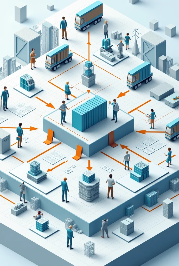 Graphic model diagram of the supply chain and how they interrelate with each other