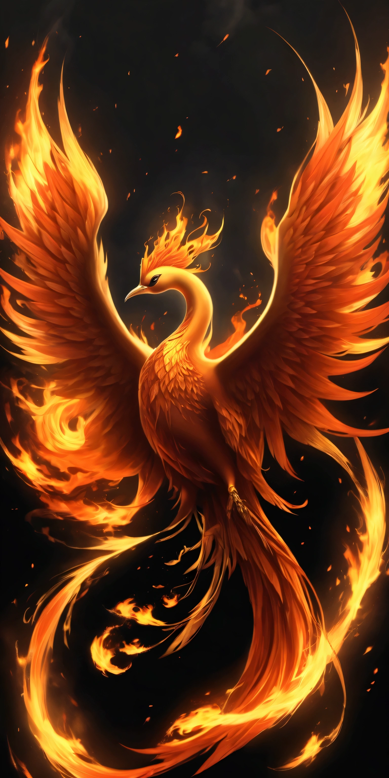 solo,The mythology bird Phoenix also known as the Fenghuang is a divine figure bird with a body made of beautiful flames, the whole area is in great flames and raining fire, burning everything down and starting all over again, the ruler of reincarnation and eternity, behind it a pitch-black space will be left and everything will burn up, a dazzling light will remain and a new life will begin,(dynamic angle:1.5),from below,long shot, you can see the planet\(Earth\) burning