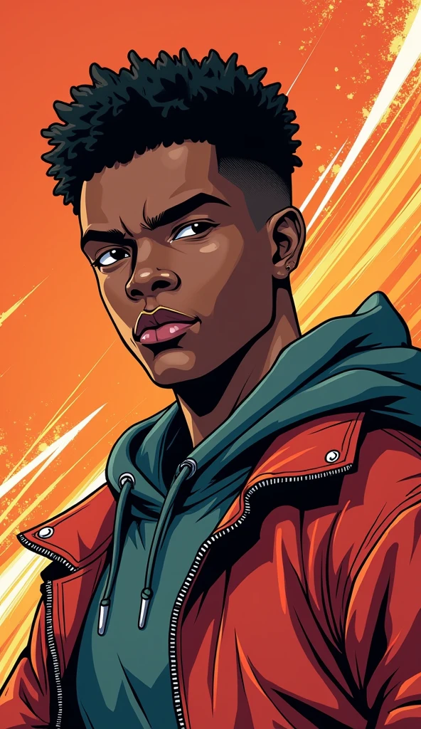 Make a manga character, 1 20 year old black man, manga art