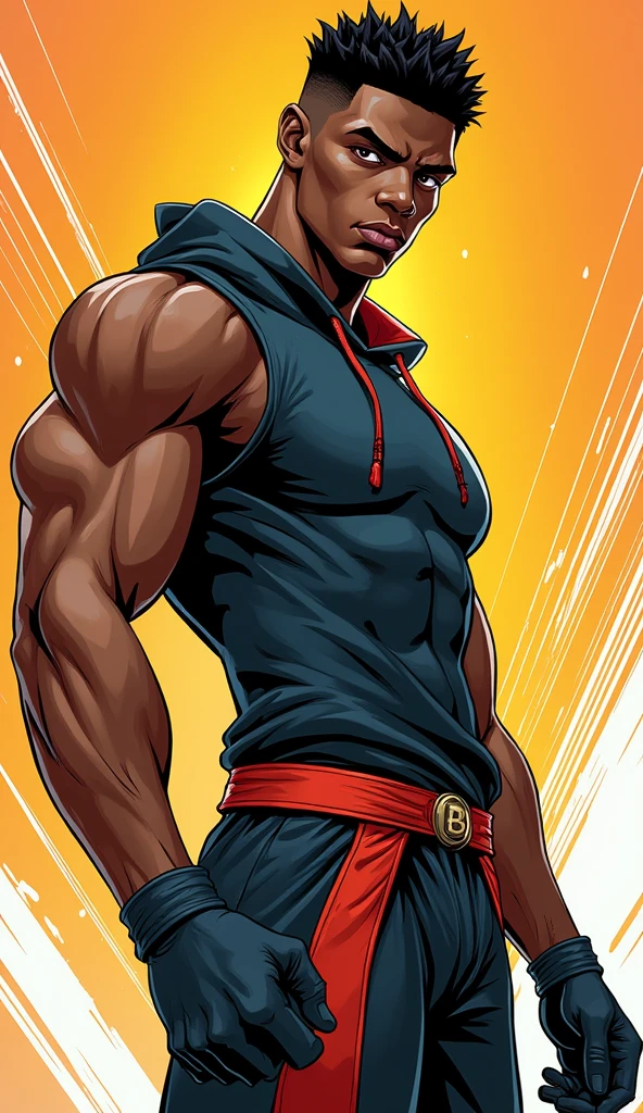 Make a manga character, 1 20 year old black man, manga art