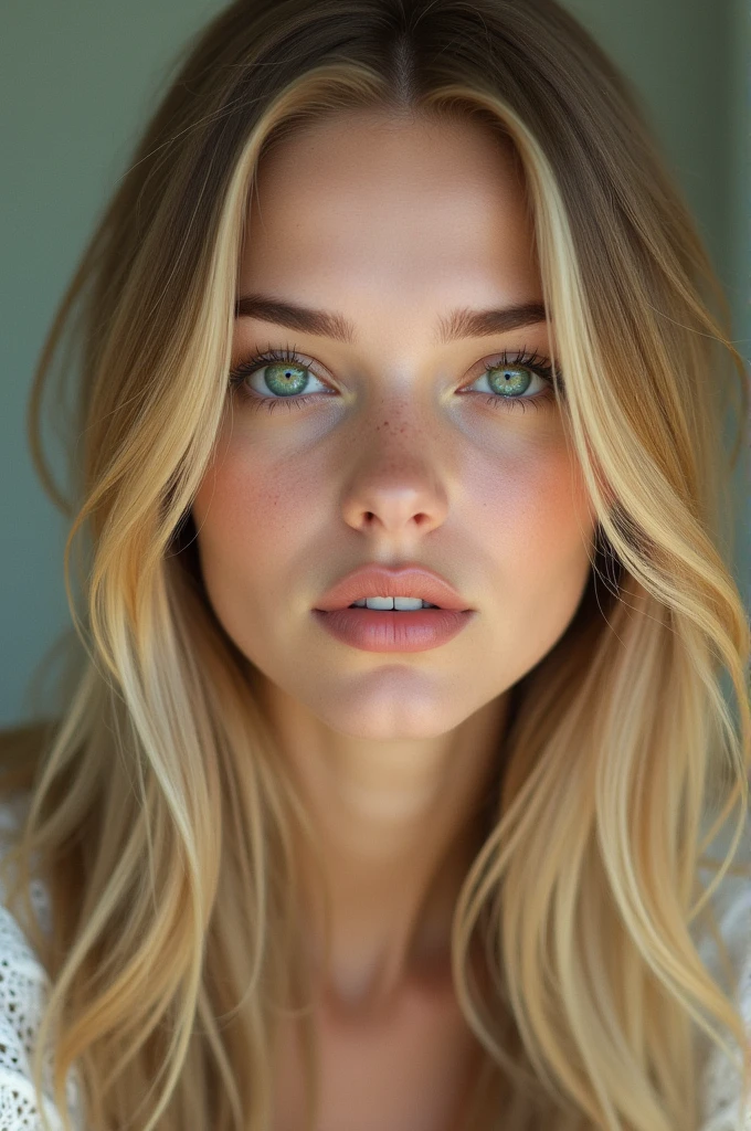 Green eyed girls , straight blonde hair