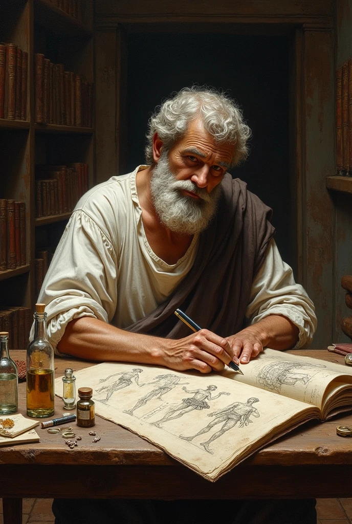 illustration of Aristotle studied physical deformities caused by occupational activities and advocated prevention of these conditions. He also investigated diseases caused by poisoning., such as those resulting from lead.