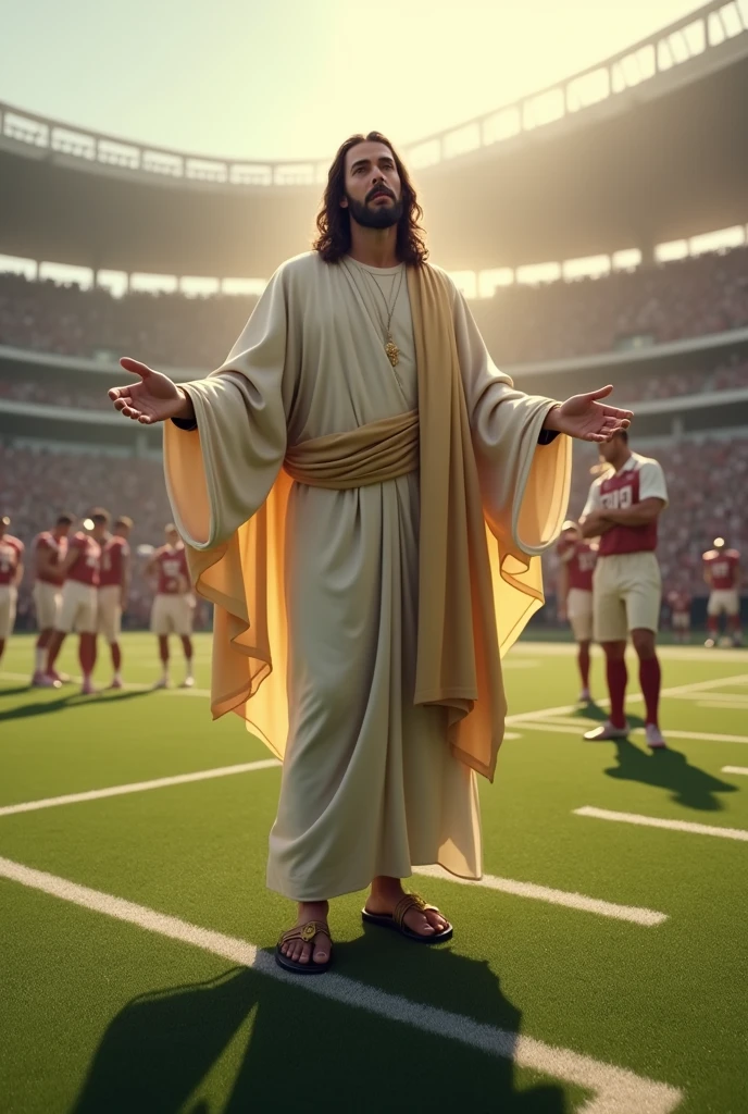 Jesus Christ on a football field