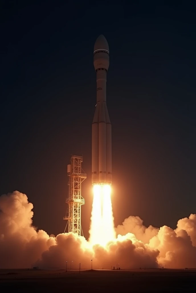 SpaceX rocket in HD at night