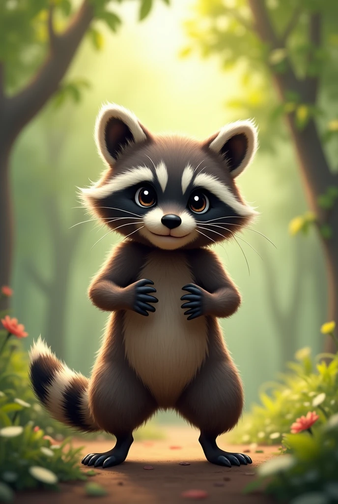 Raccoon doing squats 
