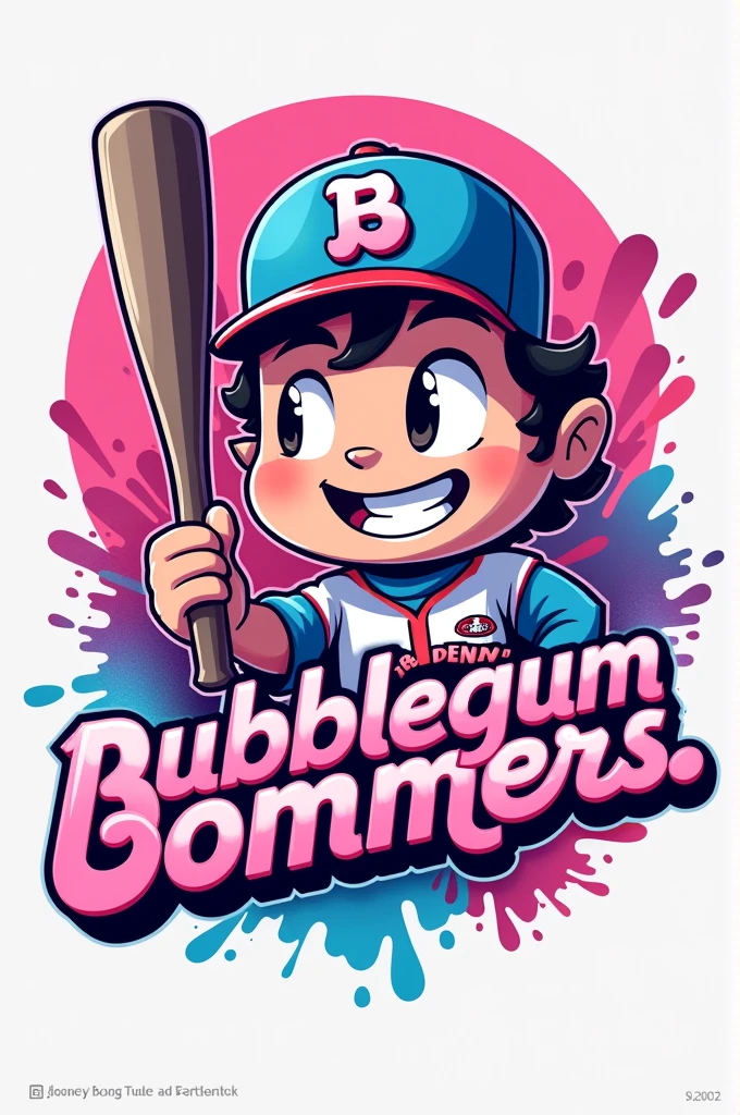 Make a logo for a baseball team named bubblegum bommers