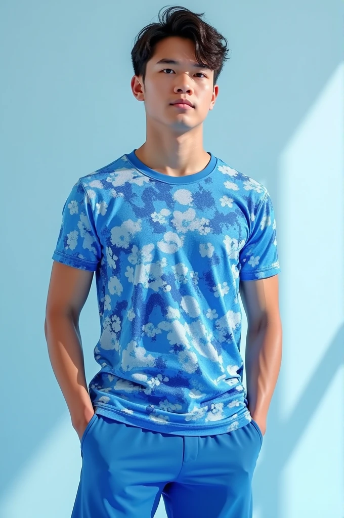 A very beautiful blue and white t-shirt ( short, socks and t-shirt)