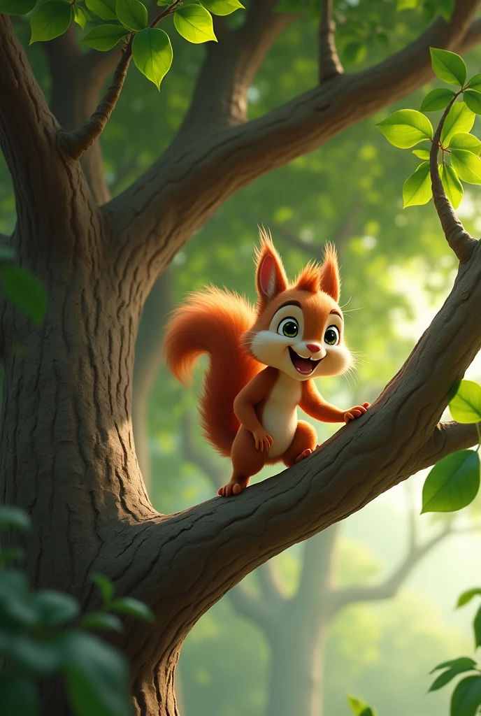 Make an animated squirrel on a tree