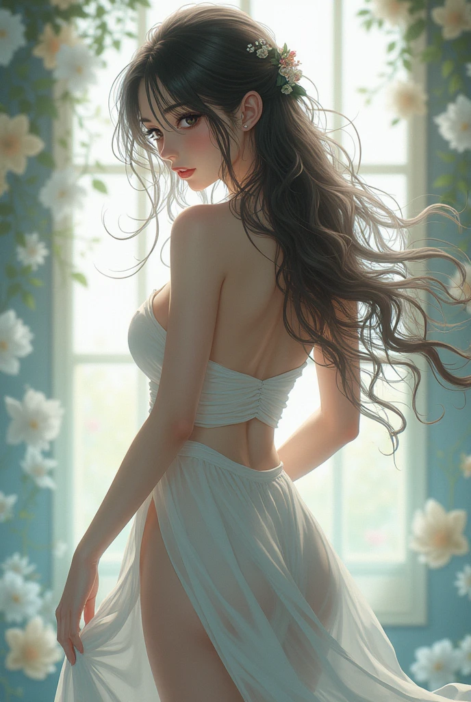 anime woman back