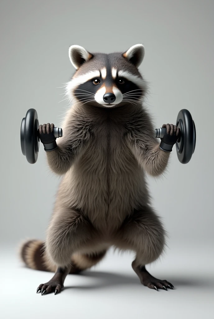 high quality, 8k ultra hd, Raccoon doing squats without dumbbells 