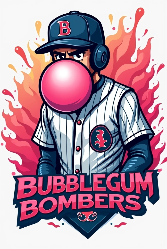 Make a logo for a baseball team named bubblegum bombers