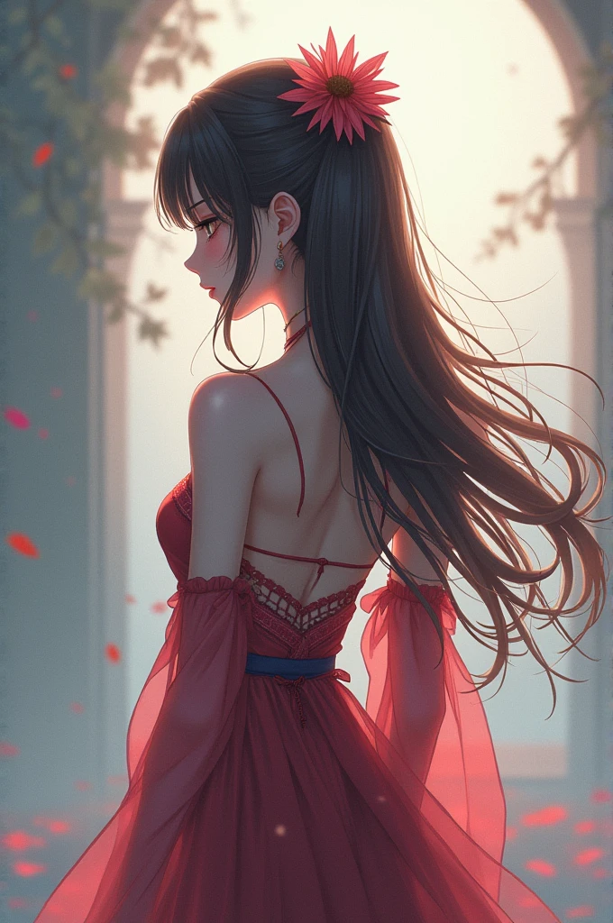 Anime woman from back