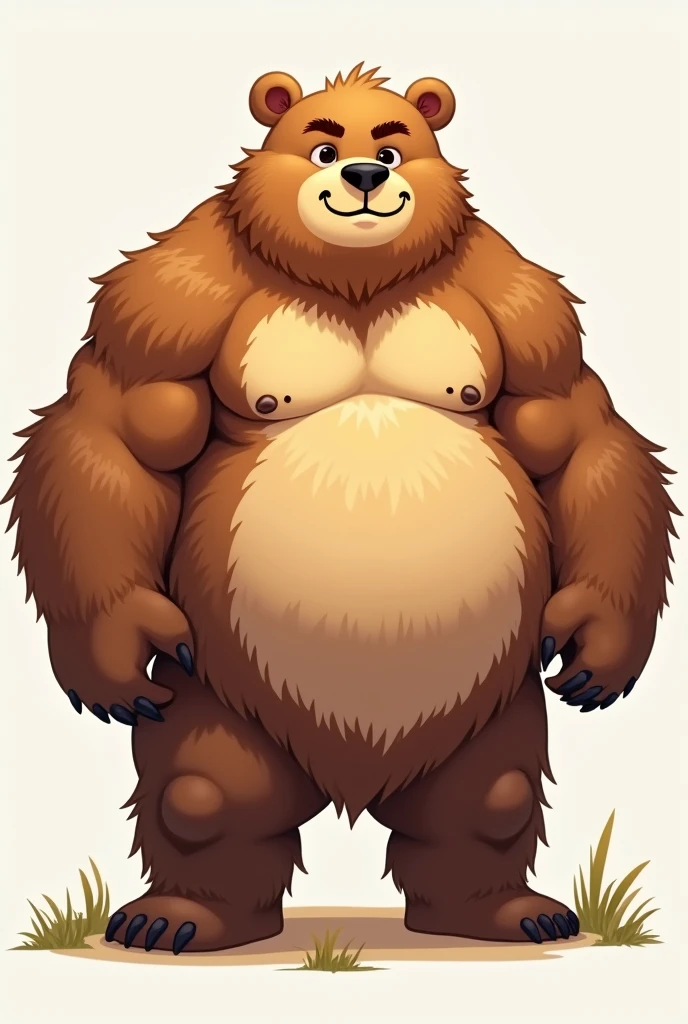 furry human bear bara cartoon fat and a little bit muscular naked