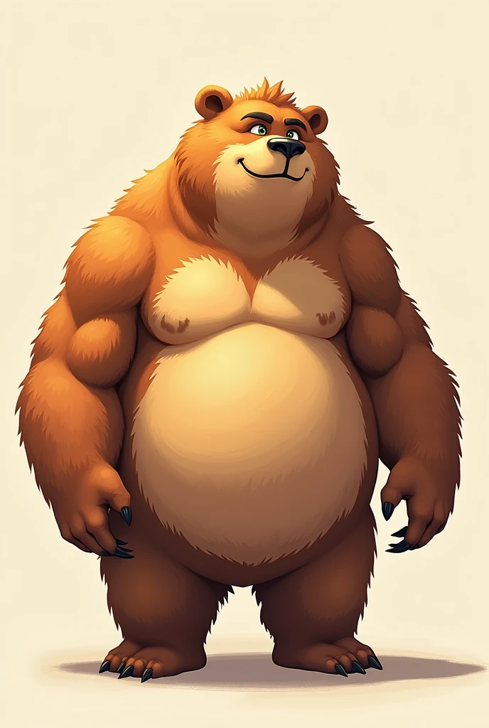 furry human bear bara cartoon fat and a little bit muscular naked