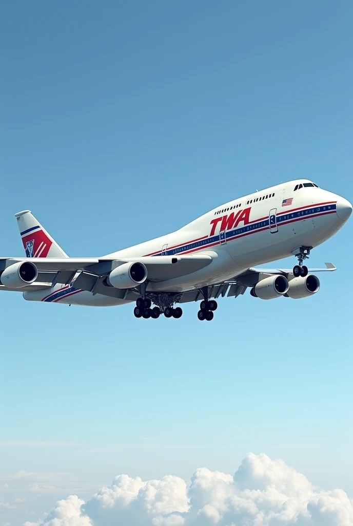 Generates a very realistic Trans World Airlines Boeing 747-100 with 3 passenger windows on the upper deck