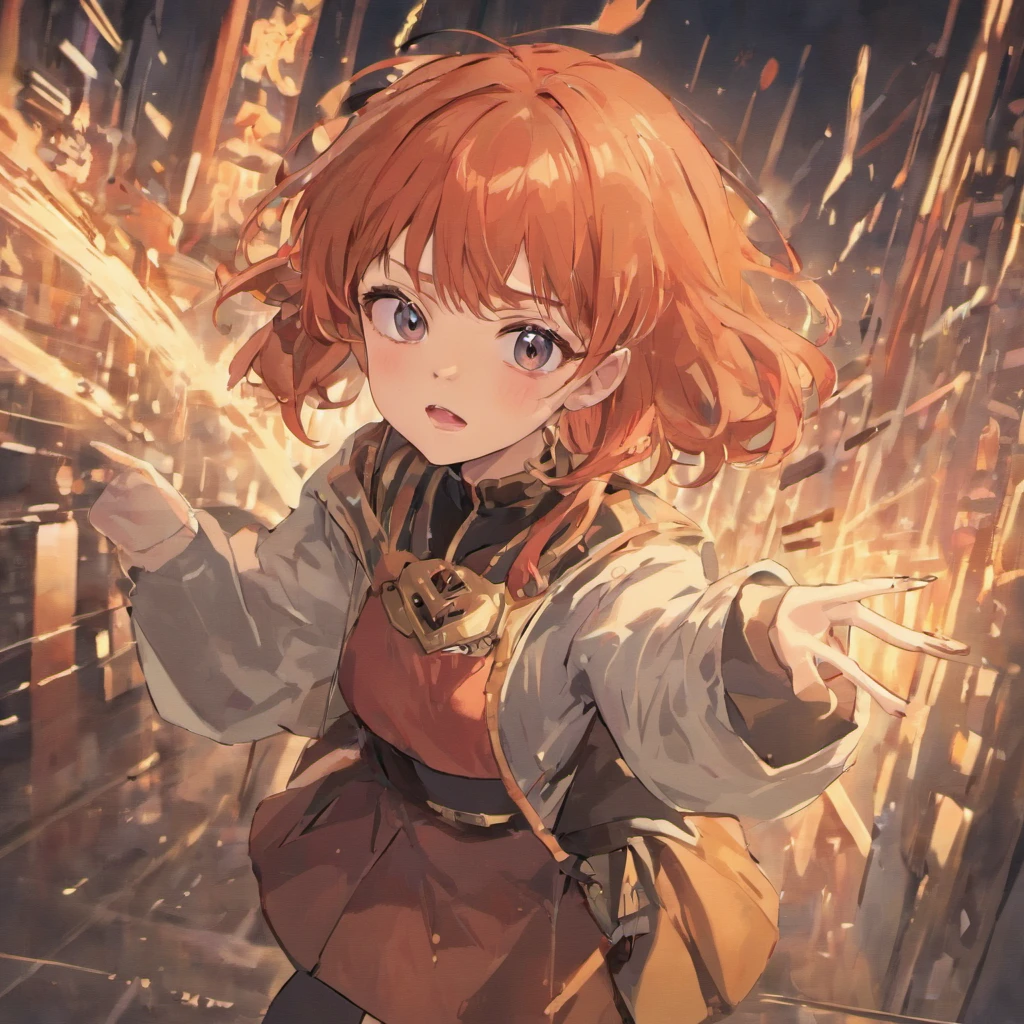 2d, masterpiece, Best Quality, cheered up, Very detailed face, very detailed eyes, very detailed background, perfect lighting, 1 girl, Alone, Whole body, standing, latex tights, White shirt, Red hair, amulet