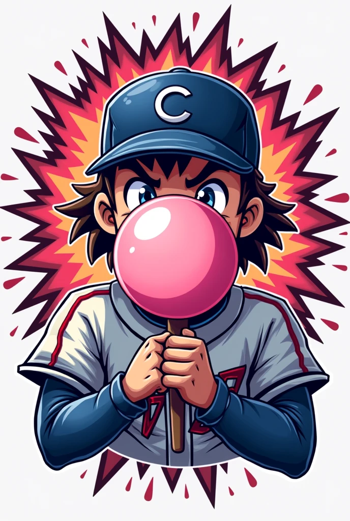 Make a logo for a baseball team named bubblegum bombers