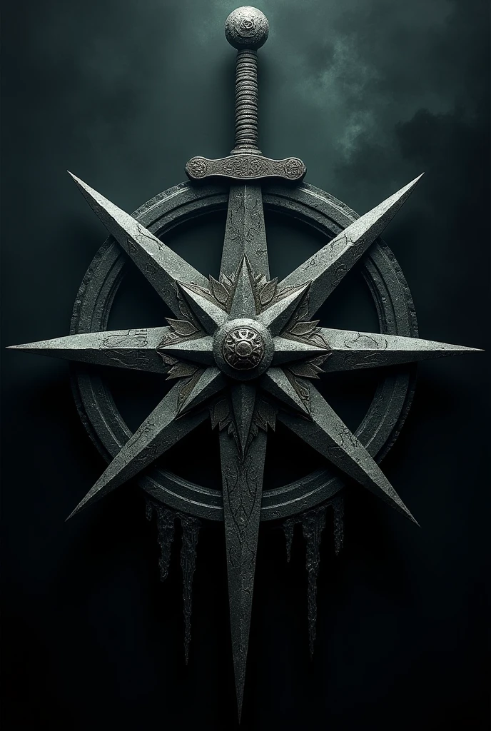 Compass rose with cardinal points made with daggers