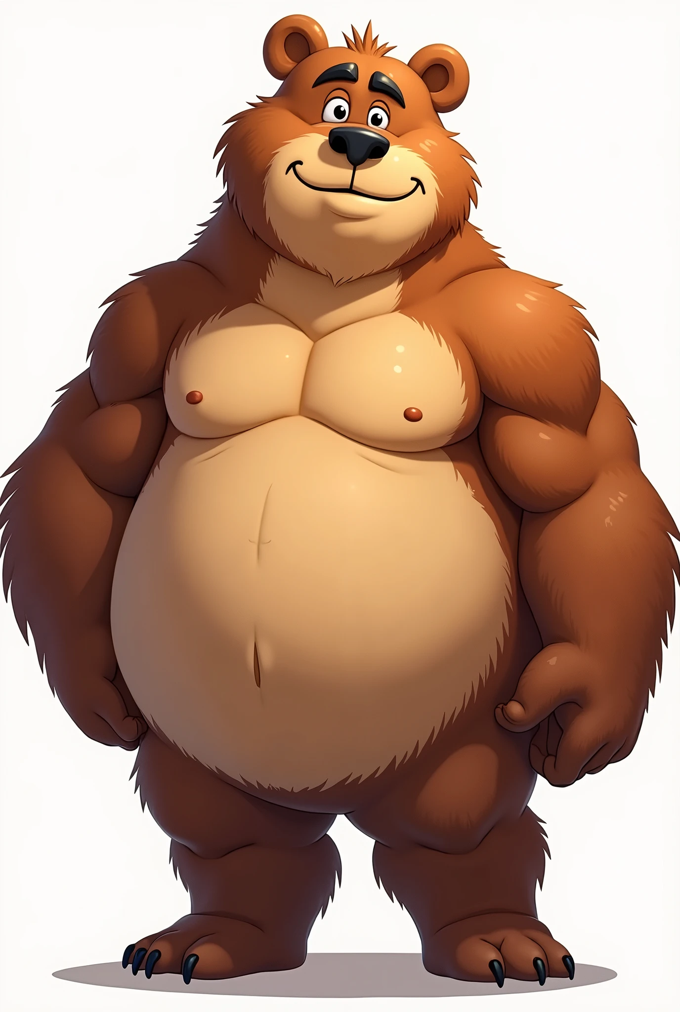 furry human bear bara cartoon fat and a little bit muscular naked furry style