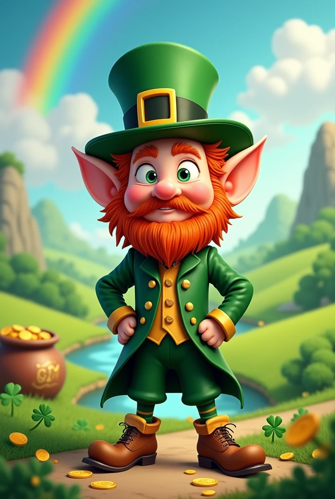 Make a cartoon of a leprechaun