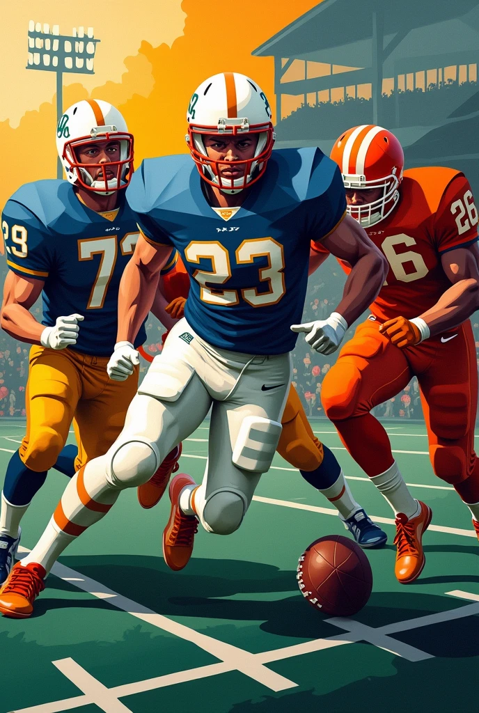 Cubist art depicting American football.