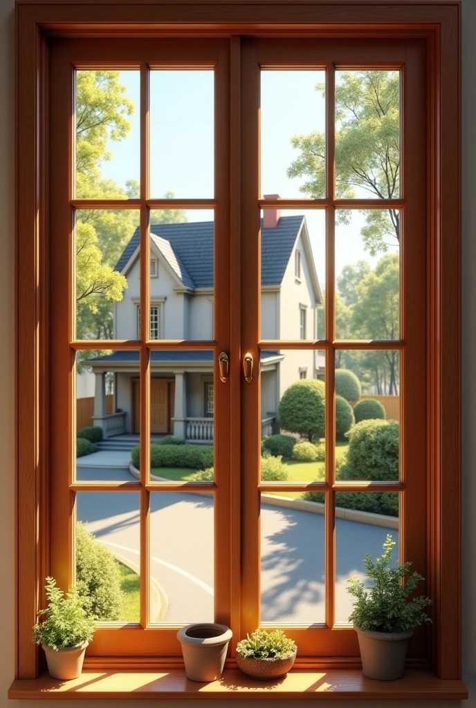 draw a window that allows you to see the house in front and part of the street below