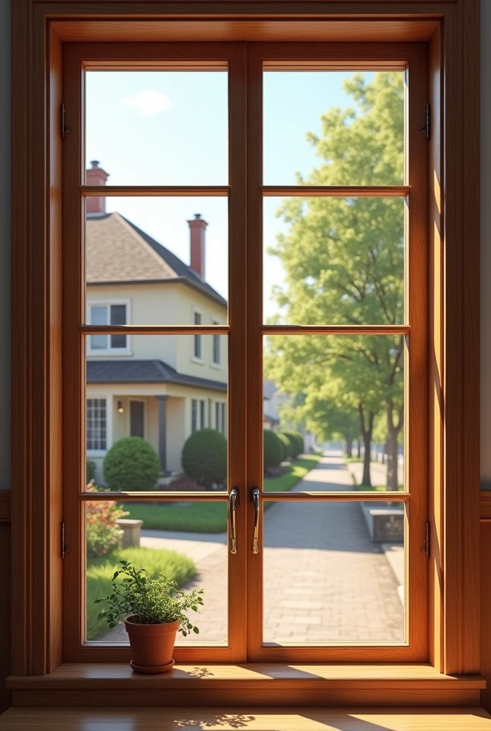 draw a window that allows you to see the house in front and part of the street below