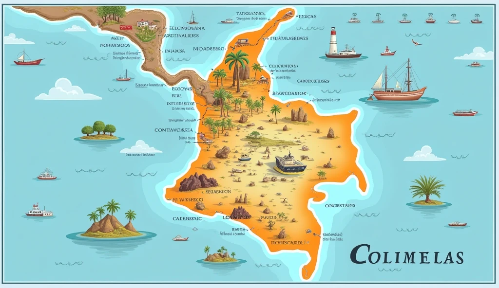 Map of the insular zone of Colombia with its economic activity