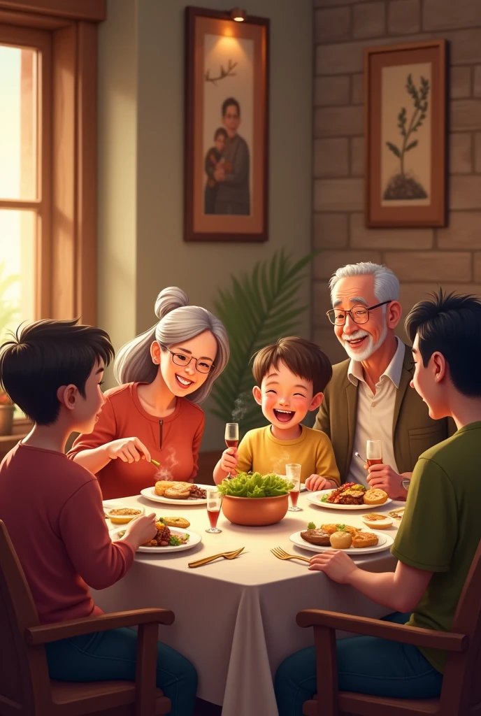 family at the restaurant