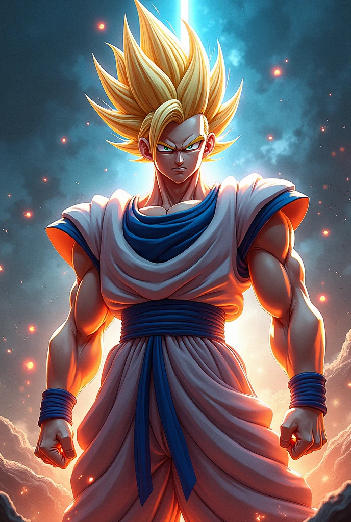 Fusion of the characters Godita and Vegeto from the anime Dragon Ball Super