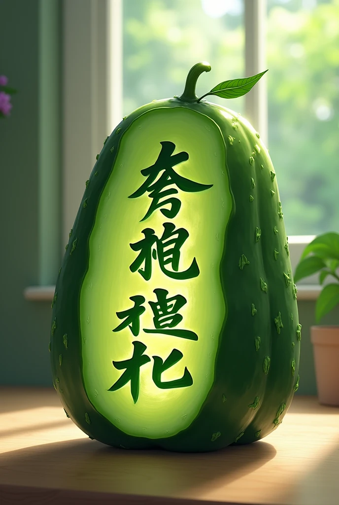 Create some nice letters inside a cucumber that say Nitori Kawashiro