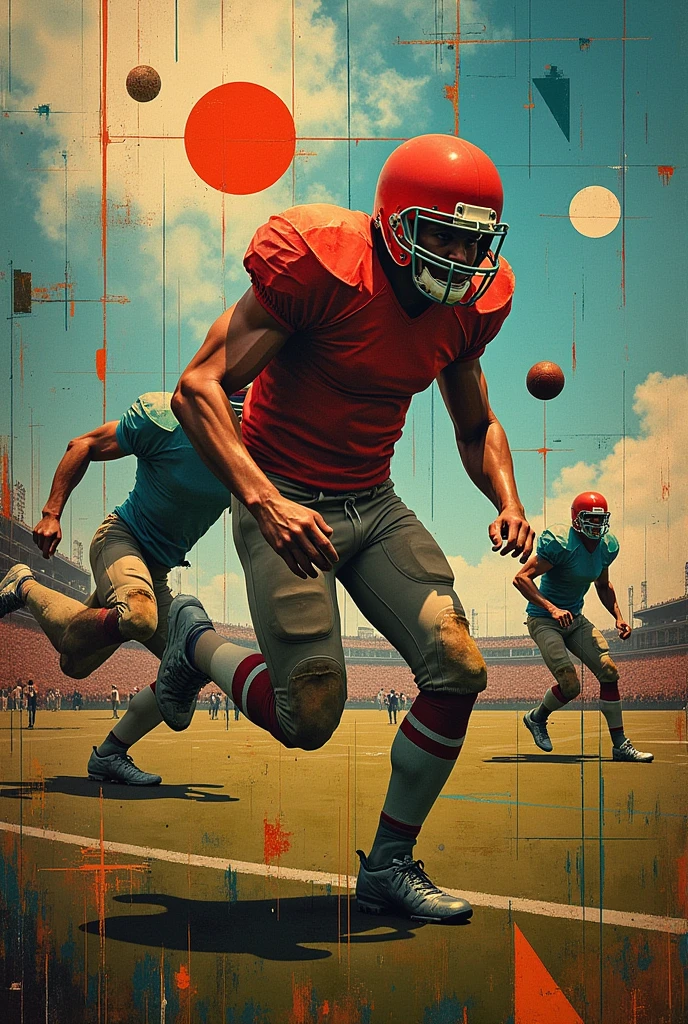 Dadaist art depicting American football.