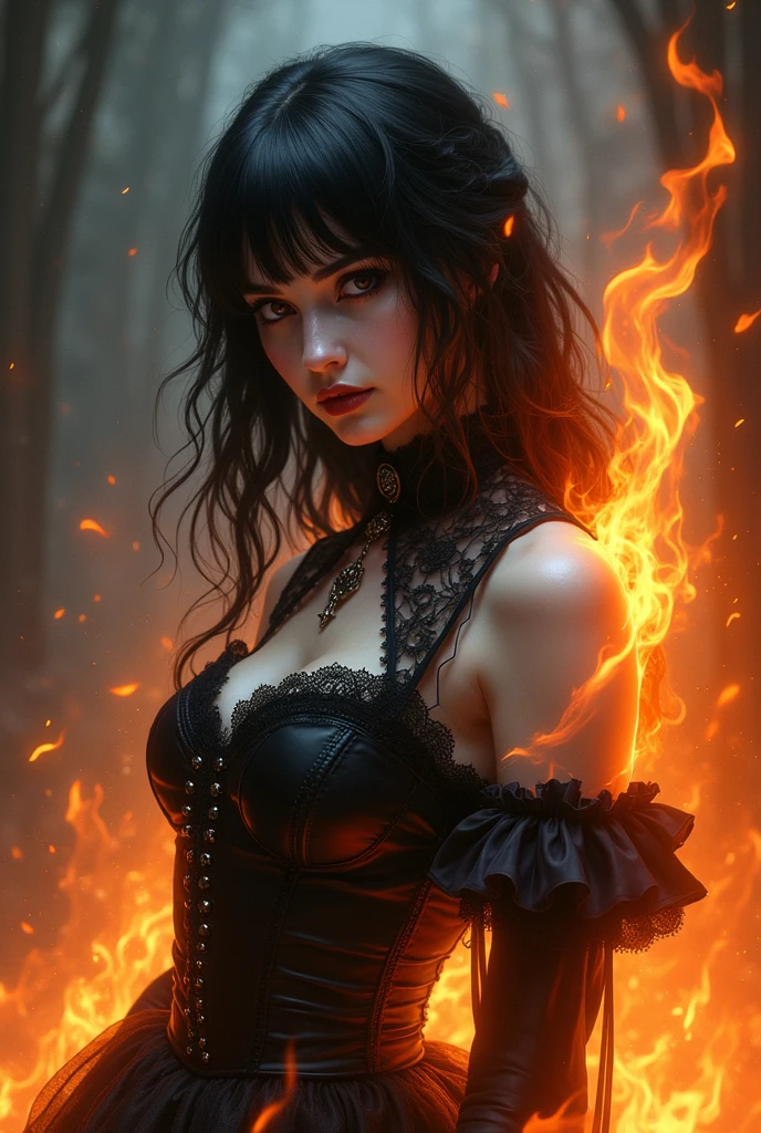 goth girl on fire