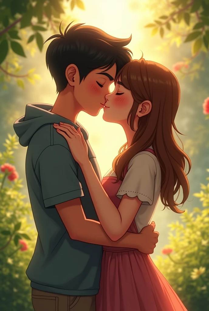 Boy kising her girl friend

