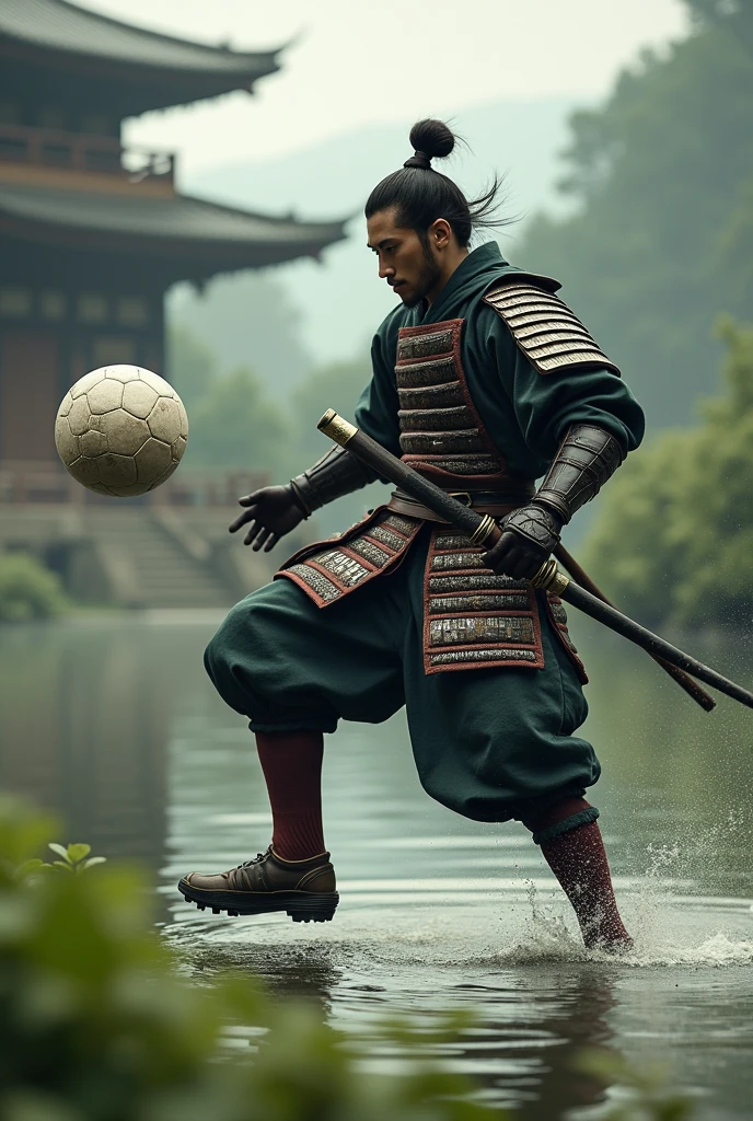 Samurai doing keepy-uppies