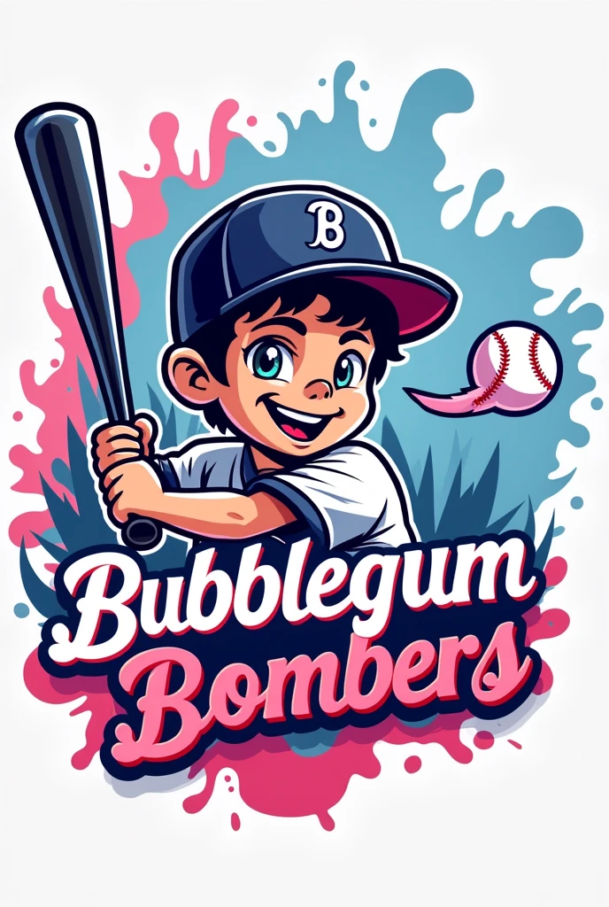  Create a baseball team logo named Bubblegum Bombers