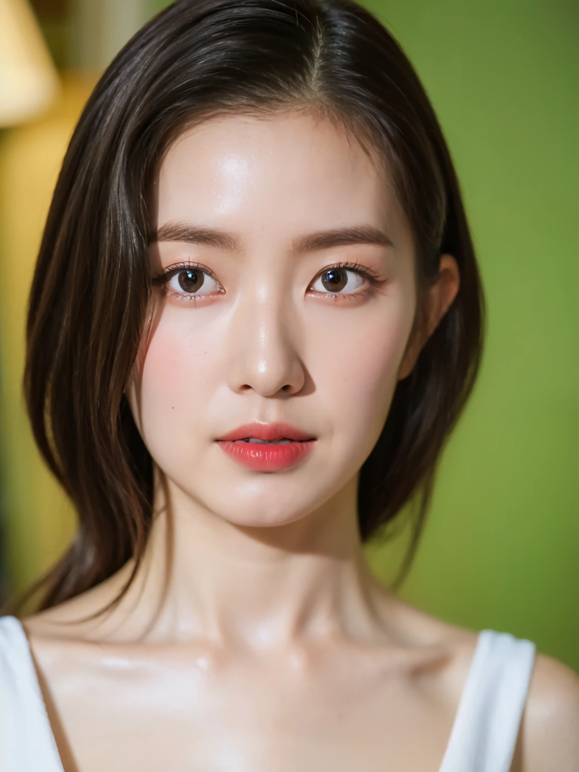 (8K, RAW photo, Best quality, Masterpiece:1.2), (Photorealism), (Extremely detailed Cg Unity 8K wallpaper), ((1 girl)), (Surrounded by flower1.4), pony-tail hair, cleavage, (Perfect:1.4), (Medium breasts:1.2), Beautiful face, Clear Focus, Cocktail black dress set, bokeh background in hotel room, fine eyes, fine skin, fine lips, Model flattering portrait pose, eyes color contacts lens is gemstone green, random body orientation,
