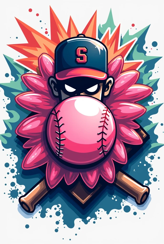 Make a logo for a baseball team named bubblegum bombers