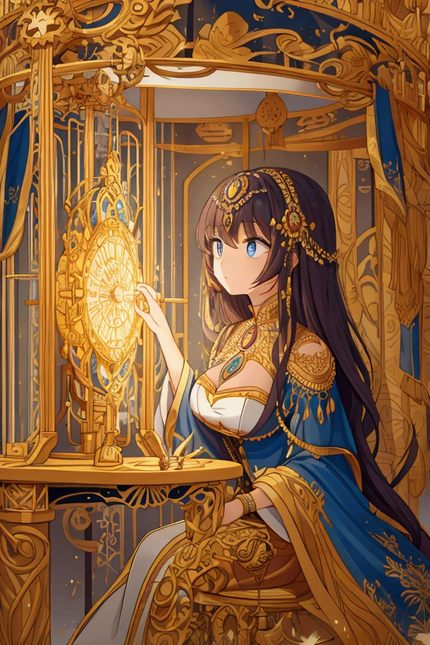 Painting of a woman creating a time machine