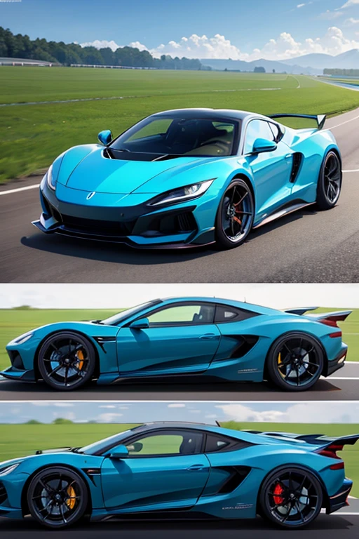 An electric aerodynamic super sports car goes up to 400 km and looks beautiful
