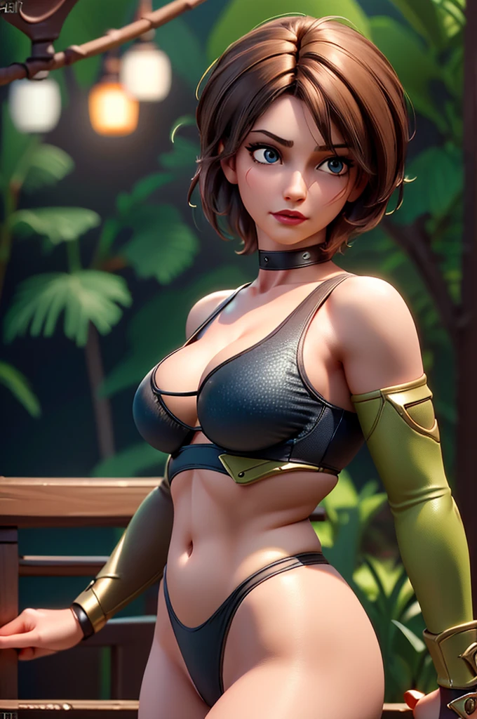 a 30 years old woman with beautiful detailed eyes, beautiful detailed lips, extremely detailed eyes and face, long eyelashes, brown hair, toned body, big breasts, wide curvy hips, big ass, sports bra and spandex shorts, disney, pixar, digital painting, realistic, photorealistic, high quality, (best quality,4k,8k,highres,masterpiece:1.2),ultra-detailed,(realistic,photorealistic,photo-realistic:1.37),HDR,UHD,studio lighting,ultra-fine painting,sharp focus,physically-based rendering,extreme detail description,professional,vivid colors,bokeh, side view, front shot,