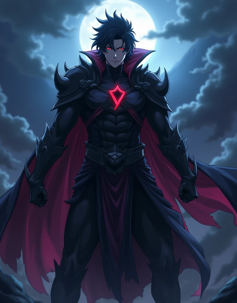 An epic dark paladin showing all his dark power while looking at the viewer, the background is a ghostly hill, anime screencap, (best quality, highly detailed, masterpiece), (vivid colors:1.3)