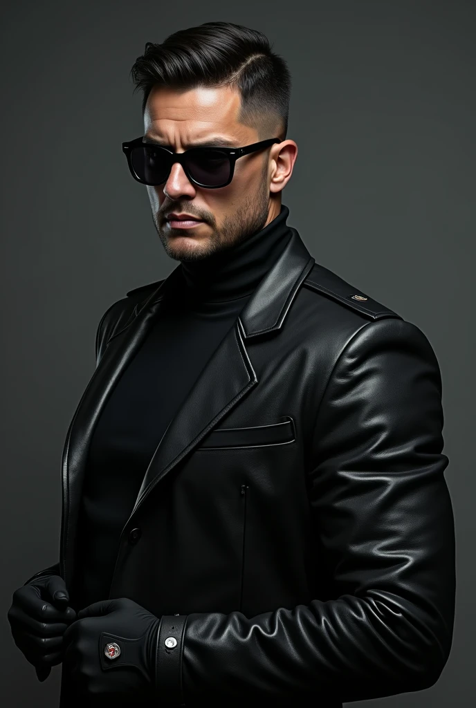 The Man in Dark Glasses
Age: Between 35 and 45 years.
Hair: Short, dark, meticulously combed.
Eyes: Generally hidden behind dark glasses, which gives it an enigmatic and dangerous look.
Height: Tall and athletic build.
Clothing: Always wear black, tight-fitting, practical clothing, which might include a leather jacket and gloves. His appearance is intimidating and professional.